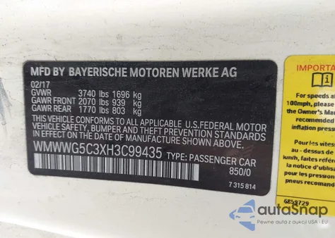 2017 Mini Convertible Cooper из США, поврежденный, VIN WMWWG5C3XH3C99435